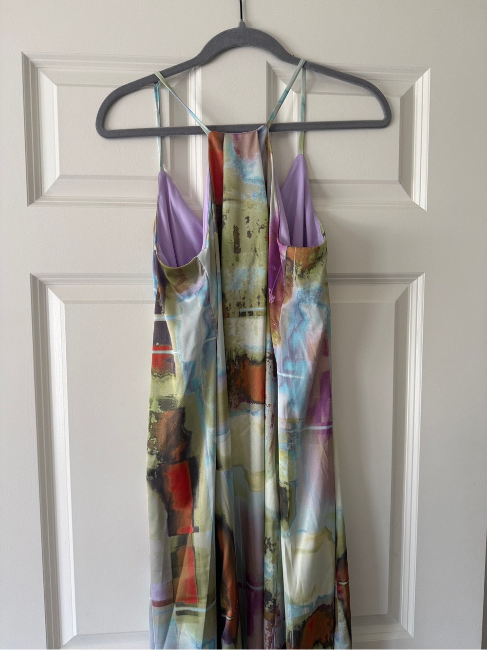 Multi-Color Abstract Print Slip Dress - Picture 4 of 5